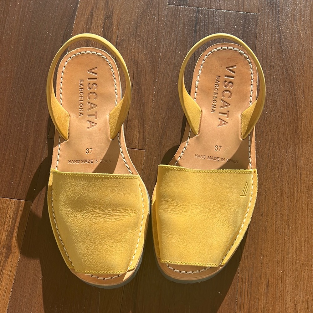 Viscata Barcelona real leather yellow sandals
